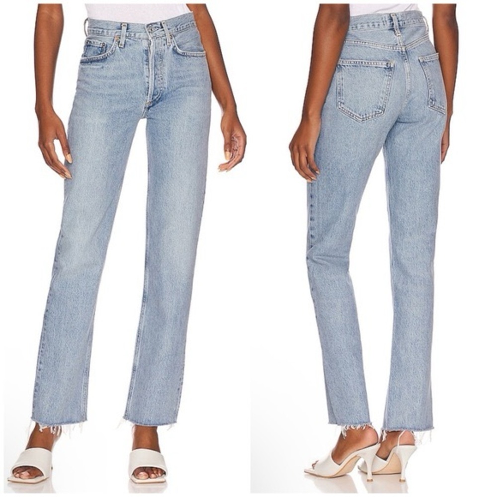 Agolde Lana mid rise vintage Denim Blue Straight Jeans